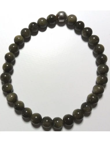 Obsidienne dore bracelet 6mm