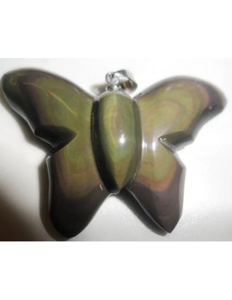 Obsidienne doré papillon pendentif