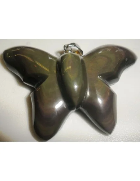 Obsidienne doré papillon pendentif