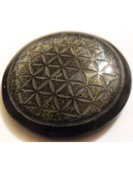 Fleur de vie obsidienne dore
