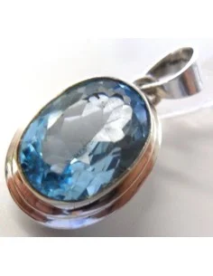 Topaze bleue pendentif argent