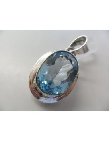 Topaze bleue pendentif argent