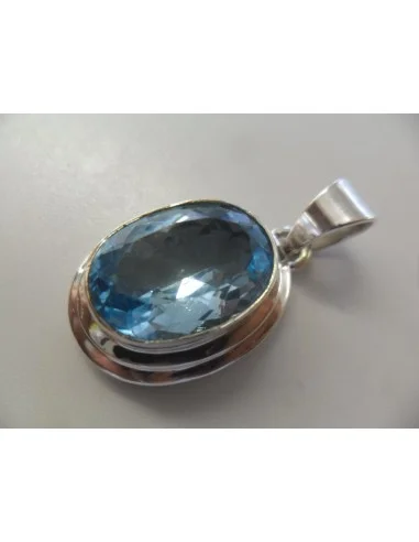 Topaze bleue pendentif argent