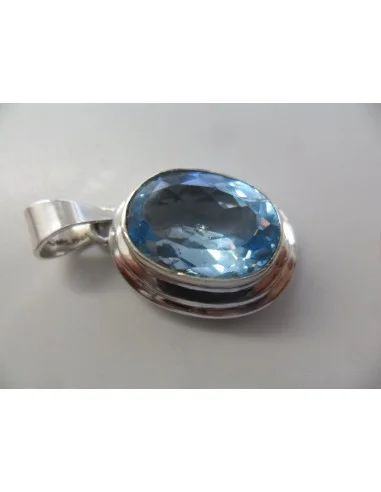 Topaze bleue pendentif argent