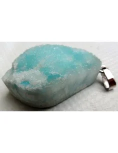 Smithsonite bleue pendentif argent