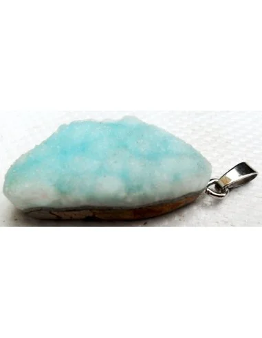 Smithsonite bleue pendentif argent