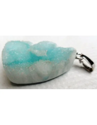 Smithsonite bleue pendentif argent