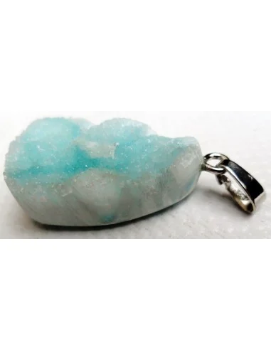 Smithsonite bleue pendentif argent