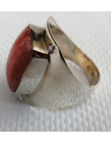 Rhodocrosite rectangle bague argent
