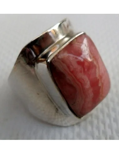 Rhodocrosite rectangle bague argent