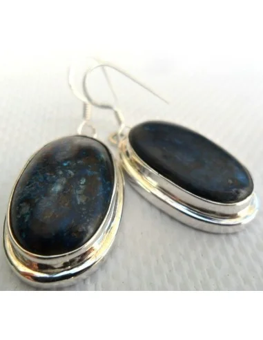 Azurite boucles oreilles argent