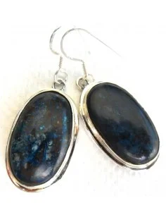 Azurite boucles oreilles argent