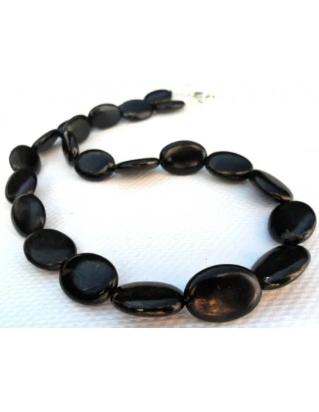 Jais Collier fermoir argent