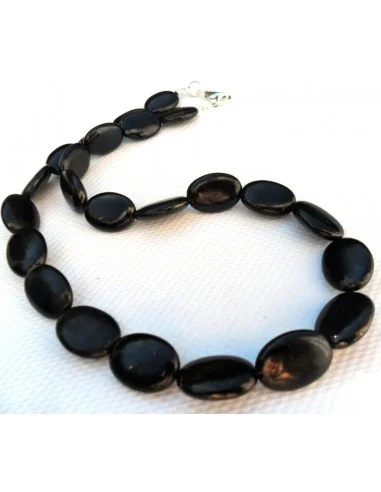 Jais Collier fermoir argent