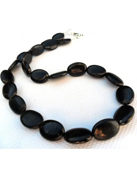 Jais Collier fermoir argent