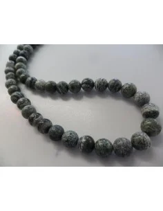Serpentine oeil d'argent collier 8mm