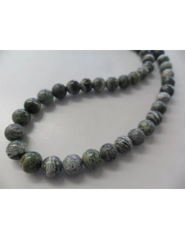 Serpentine oeil d'argent collier 8mm