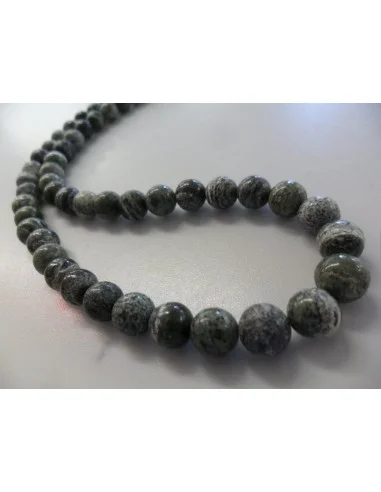 Serpentine oeil d'argent collier 8mm