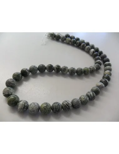 Serpentine oeil d'argent collier 8mm