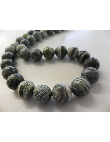 Serpentine oeil d'argent collier 10mm