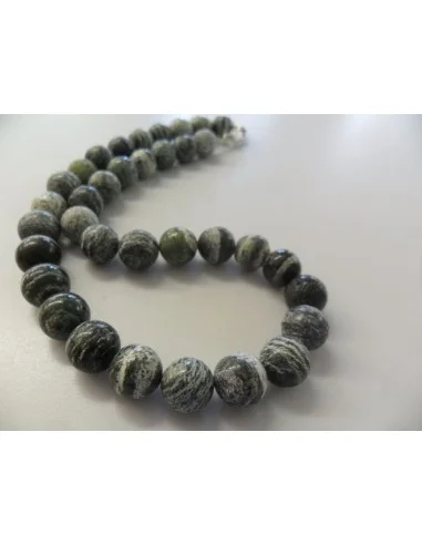 Serpentine oeil d'argent collier 10mm