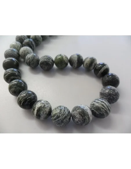 Serpentine oeil d'argent collier 10mm