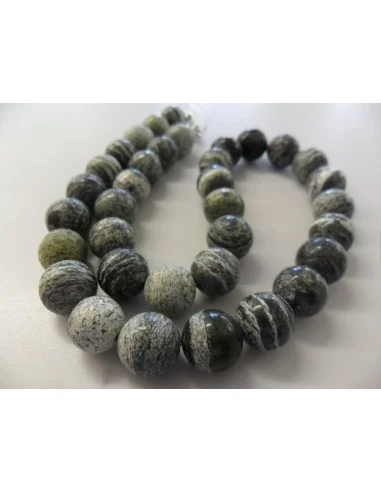 Serpentine oeil d'argent collier 10mm