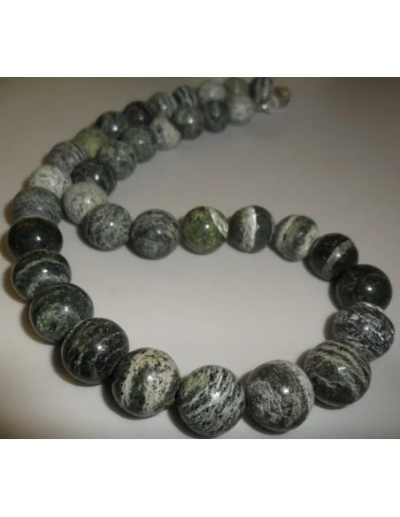 Serpentine oeil d'argent collier 10mm