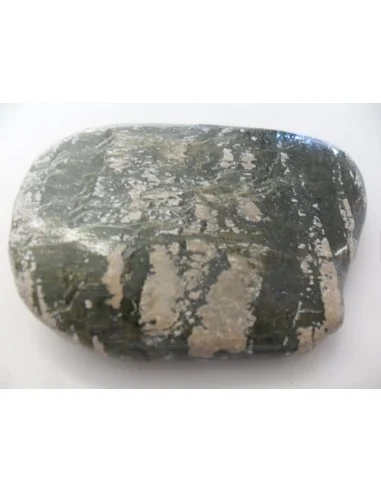 Grand galet Serpentine oeil d'argent