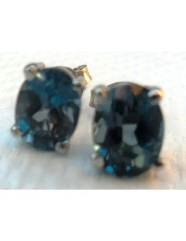 Tourmaline bleue boucles argent