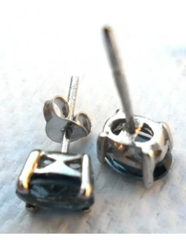 Tourmaline bleue boucles argent