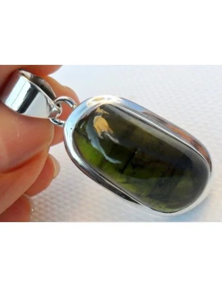 Tourmaline verte pendentif argent