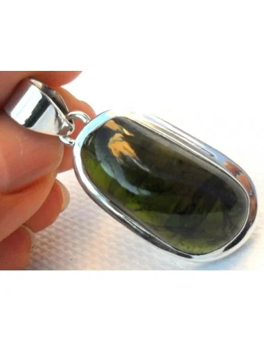 Tourmaline verte pendentif argent