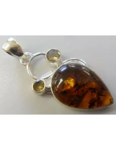Ambre pendentif monte argent