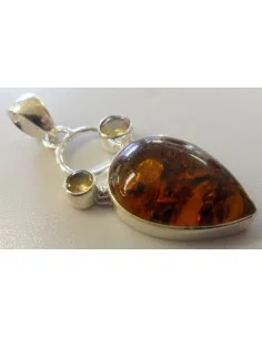 Ambre pendentif monte argent 2