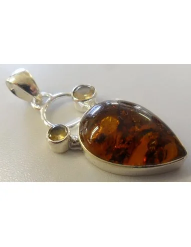 Ambre pendentif monte argent