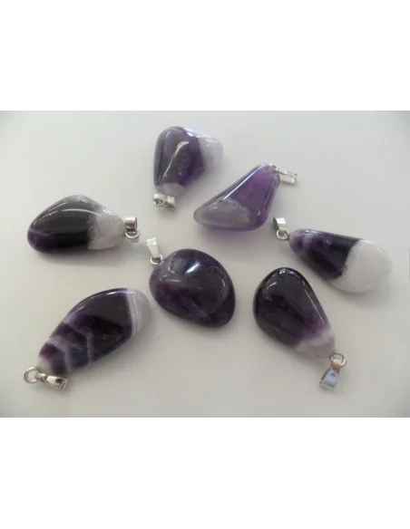 Améthyste en chevron pendentif argent Améthyste en chevron pendentif argent