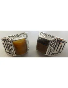 Bague chevalier oeil de tigre argent