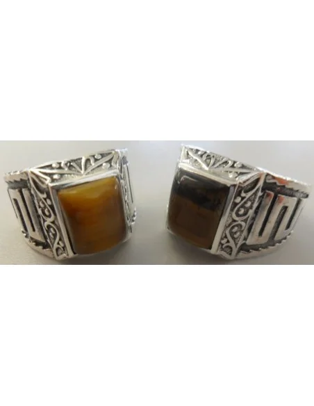 Bague chevalier oeil de tigre argent