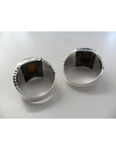 Bague chevalier oeil de tigre argent