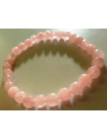 Quartz rose rose tenu 6mm facettes bracelet