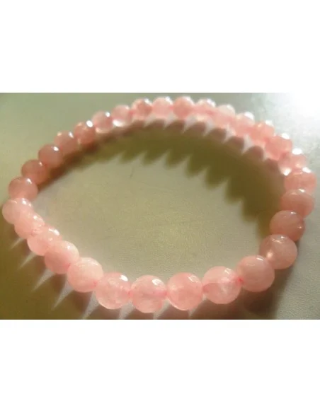 Quartz rose rose tenu 6mm facettes bracelet