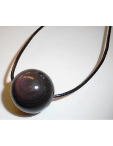 Obsidienne oeil celeste 12mm collier