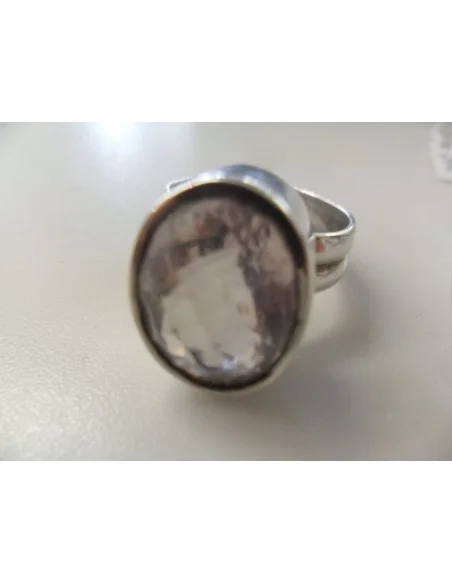 Quartz rose gemme, bague argent