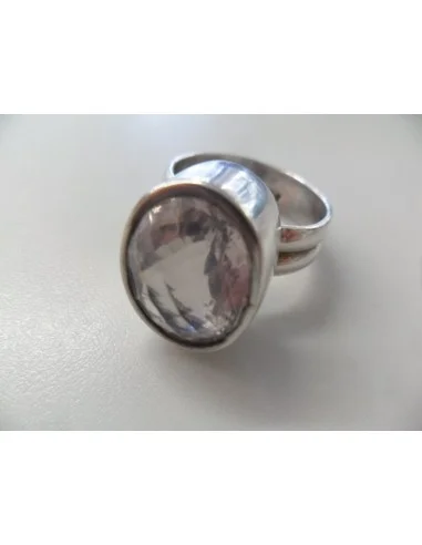 Quartz rose gemme, bague argent