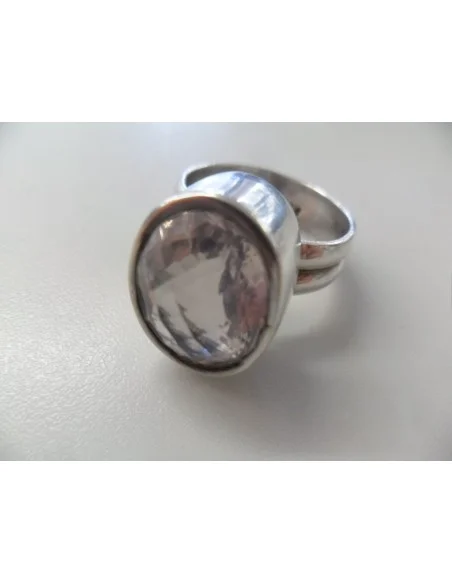 Quartz rose gemme, bague argent
