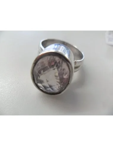 Quartz rose gemme, bague argent