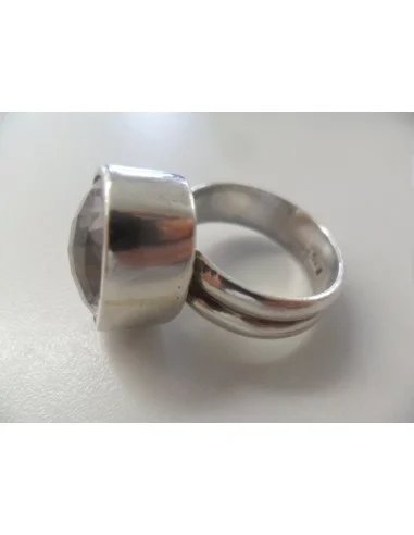 Quartz rose gemme, bague argent