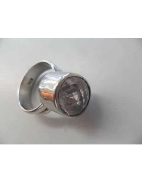 Quartz rose gemme, bague argent
