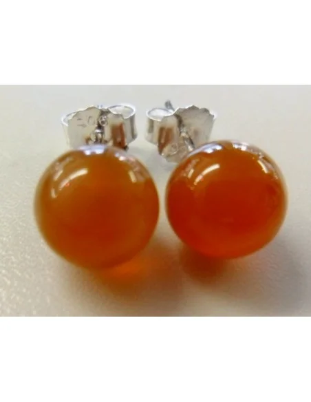 Cornaline boucles pouce argent 8mm